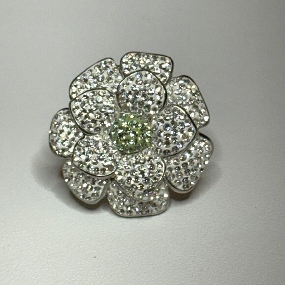 JCM Rhinestone & Stainless-Steel Flower Shaped Cocktail Ring Statement Piece Siz - Picture 5 of 7